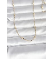 CM 14K Gold Renk Kesme Çubuk Zincir Topçuklu Model 60 cm Kadın Kolye