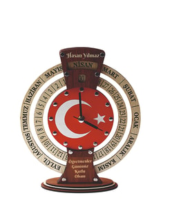 Öğretmenler Gününe Özel İsimli Takvimli Masa Saati