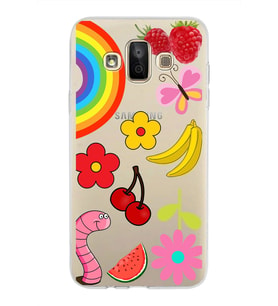 PrintiFy Galaxy J7 Duo ile Uyumlu 1mm Slim Fit Water Color 5 Baskılı Şeffaf  Kılıf