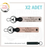 Hız Severlere Özel, İsim Plaka ve A Rh (-) Kan Grubu Yazılı x2 Anahtarlık Set, Yavruağzı-Pudra-Syh