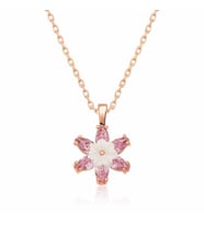 925 Ayar Gümüş Rose Pembe Lotus Çiçeği Kolye