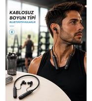 Boyun Tipi Kablosuz Bluetooth Kulaklık Uzun Pil Ömrü Mikrofonlu