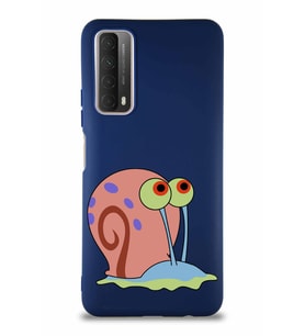 Huawei Y7A Soft Premier Kapak Salyangoz Gary Tasarımlı Silikon Kılıf - Lacivert (Şeffaf)