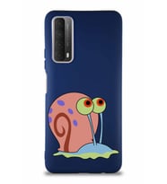 Huawei Y7A Soft Premier Kapak Salyangoz Gary Tasarımlı Silikon Kılıf - Lacivert (Şeffaf)