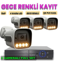 XMPRO Gece Renkli Gösteren 4 Kameralı 5 Megapiksel Güvenlik Kamerası Seti