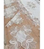 Salon Takımı Çeyizlik Kreme Gold Runner Set 5 Parça Keten Ranır Masa Konsol Sehpa Örtüsü Kayla