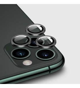 Apple Apple iPhone 11 Pro Kamera Lens Koruyucu HD Kalite Çerçeveli Tempered Glass Cam (Gri)
