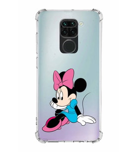 Xiaomi Redmi Note 9 Köşe Korumalı Antişok Kapak Minnie Mouse Tasarımlı Şeffaf  Kılıf