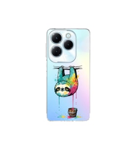 Infinix Hot 40 Pro ile Uyumlu Splash Tembel Hayvan Tasarımlı Şeffaf Silikon Kılıf