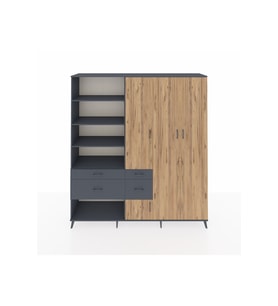 Hyperion Dolap 14 Raflı 4 Çekmeceli 4 Kapaklı 220x44x243 Antrasit-Çam/Antrasit
