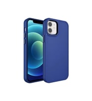 Apple iPhone 12 Uyumlu Kılıf Metal Çerçeve ve Buton Tasarımlı Sert Zore Botox Kapak (Lacivert)