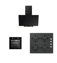 Silverline Siyah Ankastre Set BO6502W02 Fırın CS5335W02 Cam Ocak 3481 Davlumbaz 3'lü Set