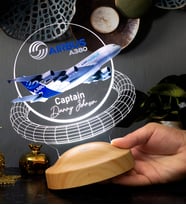 Airbus A380 Yolcu Uçağı Kişiye Özel 3D Led Lamba, Kabin Memuru Amiri Hediyesi, Uçak Severe Hediye