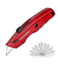 WORKPRO WP213017 Ağır Hizmet Alüminyum Gövde Geri Çekilebilir Rötuş Maket Bıçağı + 3 Adet Yedek Bıçak
