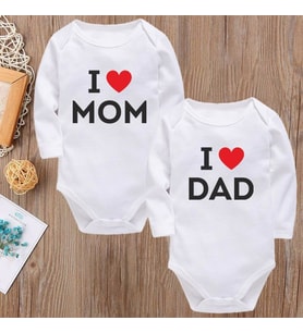 I Love Mom I Love Dad Yazılı 2'li Bebek Zıbın