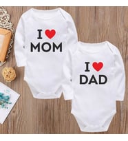 I Love Mom I Love Dad Yazılı 2'li Bebek Zıbın