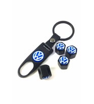 Volkswagen Lupo  Metal Anahtarlık ve Sibop Kapağı Seti ( Mavi-Beyaz)
