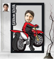 Kişiye Özel 3D  Ahşap Tablo Motorcu Erkek 30x40 -3