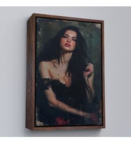 Çerçeveli Bohem Kadın Tablosu (Siyah)