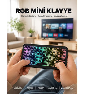 Kompakt Siyah RGB Işıklı Bluetooth Mini Klavye