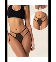 Fantezia Night Tegan Büyük Beden Fantazi Siyah TÜL Kadın STRİNG - Fantezi Tanga TG270036-B