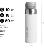 Stanley Go Quick Flip Paslanmaz Çelik Termos, Beyaz (Frost), 1.06 Litre (Çok Renkli)