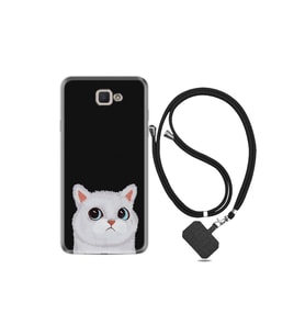 Samsung Galaxy J7 Prime J7 Prime 2 Kılıf Resimli Desenli Silikon Boyun Askılı White Cat 1835