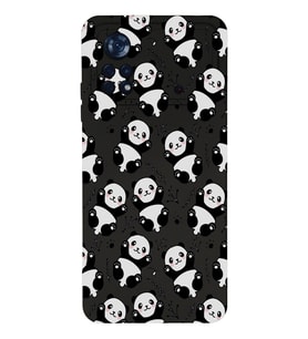 Xiaomi Poco X4 Pro Uyumlu Lansman Kılıf Panda Tasarımlı İçi Kadife Kapak-Siyah (Şeffaf)