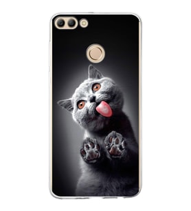 PrintiFy Huawei Y9 2018 ile Uyumlu 1mm Slim Fit Kedi 2 050c Baskılı Şeffaf  Kılıf