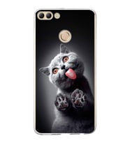 PrintiFy Huawei Y9 2018 ile Uyumlu 1mm Slim Fit Kedi 2 050c Baskılı Şeffaf  Kılıf