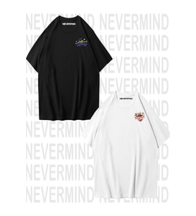 Unisex To Infinity & Beyond Ön Baskılı Sevgili Çift Kombini Tasarım Oversize Tshirt 2'li (Siyah - Beyaz)