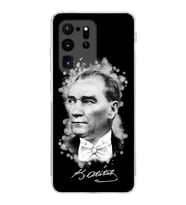 Samsung Galaxy S20 Ultra Uyumlu Kamera Korumalı Kapak Atatürk Tasarımlı  Şeffaf Kılıf