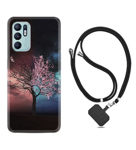 Oppo Reno 6 Kılıf Resimli Boyun Askılı İpli Desenli Silikon Series Heaven Tree 1859