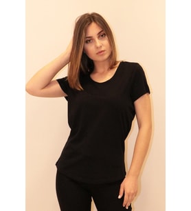 Rich Kadın Bisiklet Yaka T-shirt %100 Pamuk Tişört