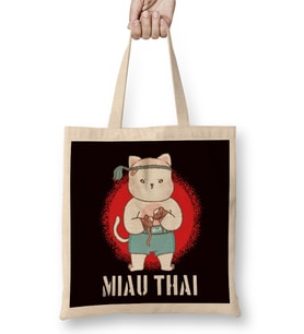 Muay Thai Cat Thailand Boxing MMA Martial Arts Sports Fight Bez Çanta Uzun Saplı