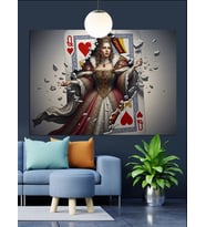 Kupa Kızı Poker Kartları Dekoratif Kanvas - Mdf Ahşap Tablo