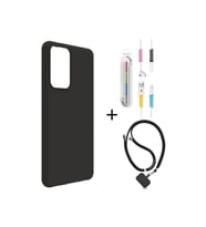 Samsung Galaxy Note 20 Ultra Kılıf Siyah Silikon+kablo Koruyucu+boyun Askısı