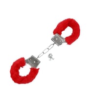 Fetiş Fantezi Kırmızı Peluşlu Metal Kelepçe (Çok Renkli)