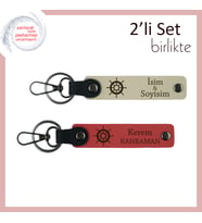 Eşinize Rehber Gibi Yoldaşlık Eden Hediyelik, Gemi Temalı Anahtarlık Seti, Sütlü Kahve-Nar Çiçeği