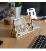 Resim & Fotoğraf Çerçeveleri  Masaüstü  Yatay  Cam  15x10cm  Pirinç & Gold