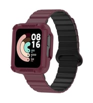 Lexroo Xiaomi Redmi Watch 2 Silikon Kordon KRD-105 Strap Kayış - Koyu Kırmızı-Siyah