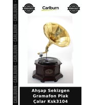 Özel Üretim Dekoratif Nostaljik Müzik Koleksiyon Salon Ahşap Sekizgen Gramafon Plak Çalar Ksk3104