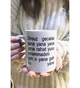 Onsuz Geceler Yana Yana Beyaz Porselen Kupa Bardak