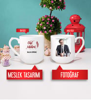 Okul Müdürü Kupa Bardak Oval Fotoğraflı