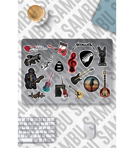 Lexroo Gitar Temalı Sticker Etiket Seti - Guitar Sticker - Laptop Notebook Telefon