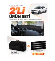 RENAULT SYMBOL ÜST KAPAKLI (2013-2021) Uyumlu Torpido Örtüsü + Tay Tüyü Bagaj Çantası Seti - Siyah