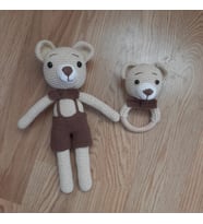 Masum Ayıcık Uyku Arkadaşı Çıngıraklı Diş Kaşıyıcı Set