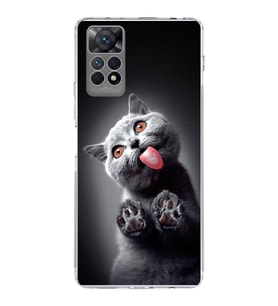 PrintiFy Xiaomi Redmi Note 11 ile Uyumlu 1mm Slim Fit Kedi 2 050c Baskılı Şeffaf  Kılıf