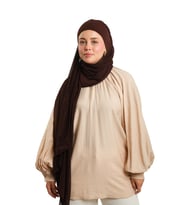 Kahve Pratik Hazır Geçmeli Bone Şal Şifon Düz 2506_14