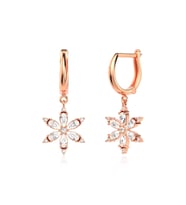 Lotus Çiçeği Rose Gümüş Küpe